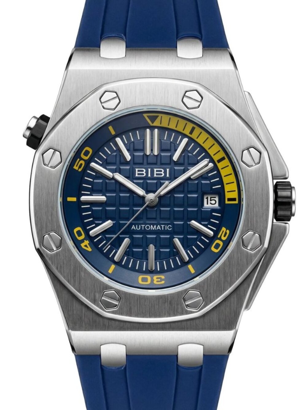 BIBI - B1131 White case, blue dial, blue silicone band